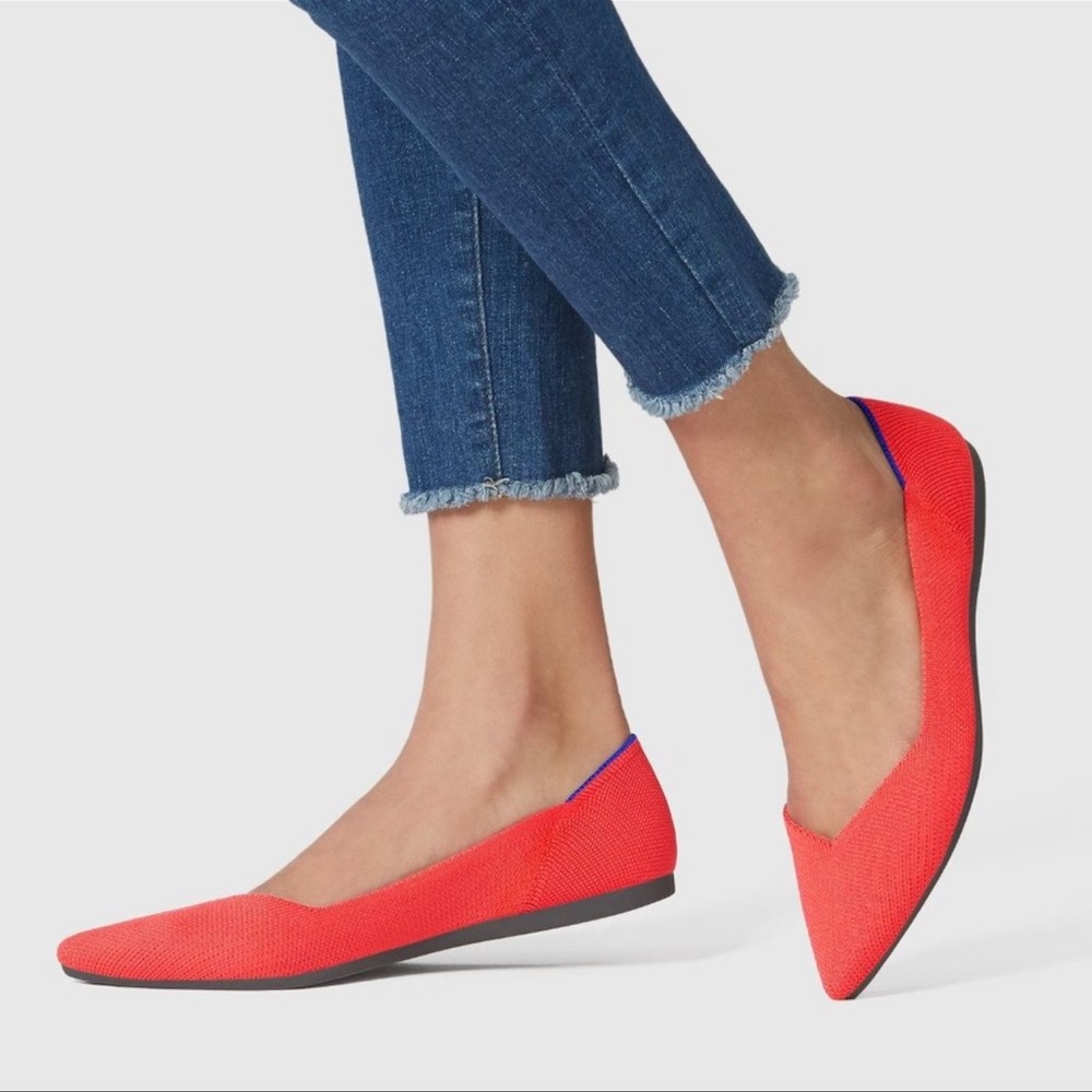 Rothy’s The Point Flame Red Washable Flats Size 9.5